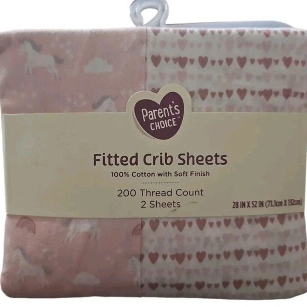 Parent's Choice 100% Cotton Fitted Crib Sheets, 2‎ Sheet per Pack fits 28x52 in